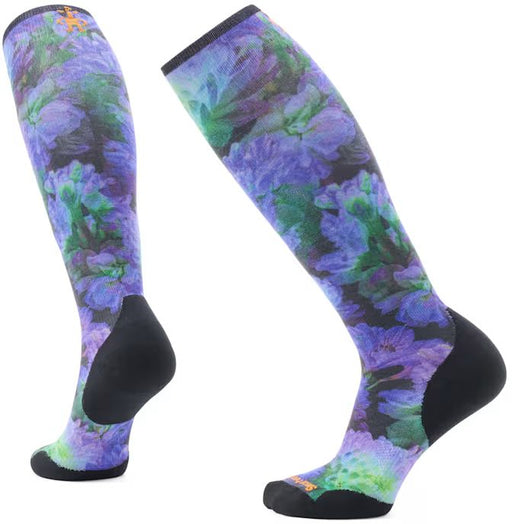 Women's Ski Targeted Cushion Electric Lotus Print Over The Calf Socks